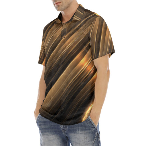 Luxury Golden Sparkle Glitter Velvet Polo Shirt