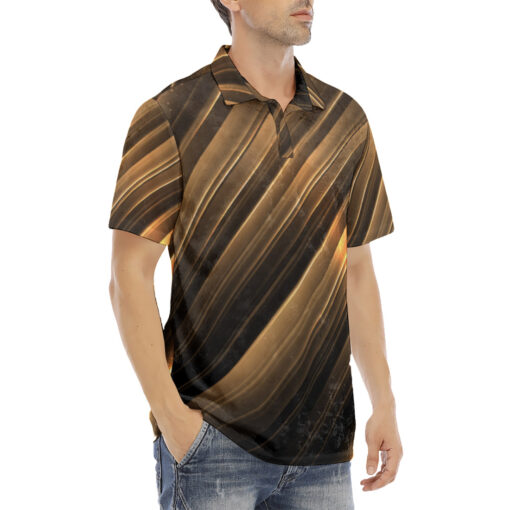 Luxury Golden Sparkle Glitter Velvet Polo Shirt - Image 3