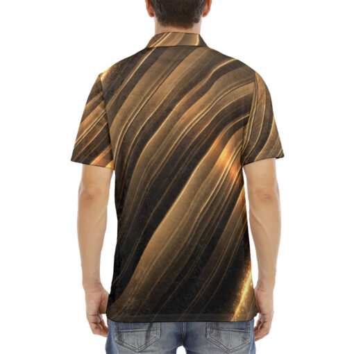 Luxury Golden Sparkle Glitter Velvet Polo Shirt - Image 4