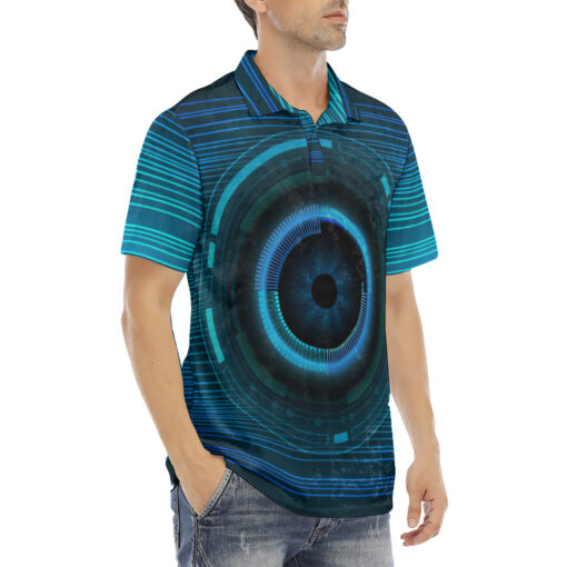 Modern Cyber Hi-Tech Velvet Polo Shirt - Image 3