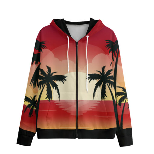 Sunset Beach Palm Zip Up Hoodie