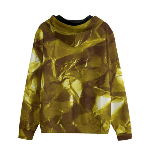 Golden Crumpled Paper Zip Up Hoodie - Image 2