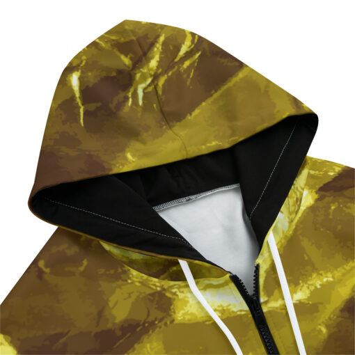 Golden Crumpled Paper Zip Up Hoodie - Image 3