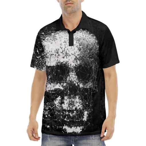 Skull Polygons Velvet Polo Shirt - Image 2