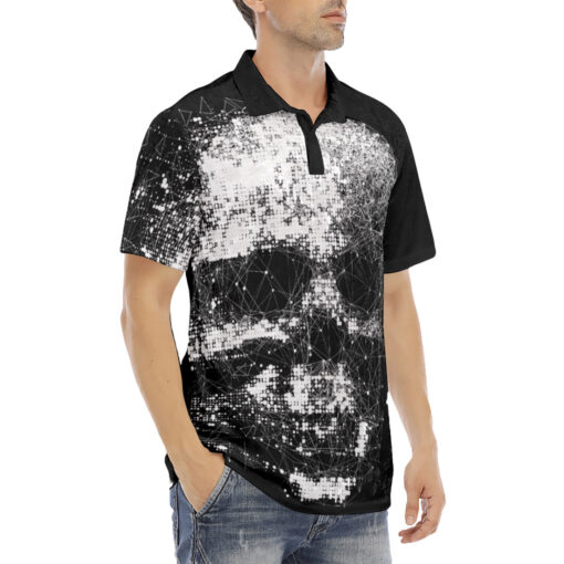 Skull Polygons Velvet Polo Shirt - Image 3