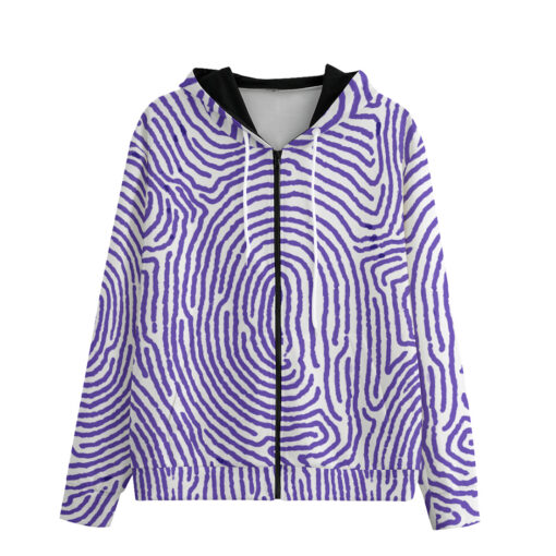 Blue Finger Print Zip Up Hoodie