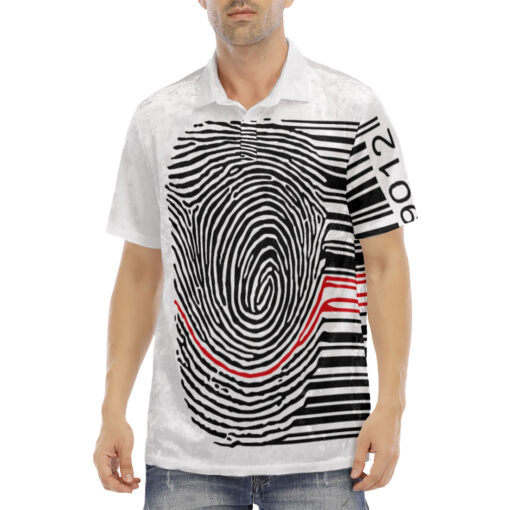 Fingerprint Barcode Velvet Polo Shirt - Image 2