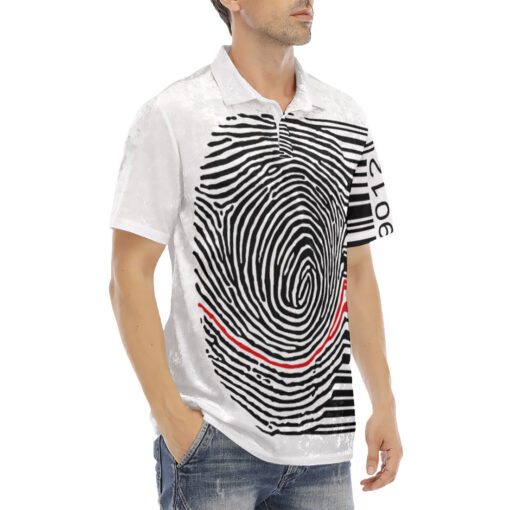 Fingerprint Barcode Velvet Polo Shirt - Image 3