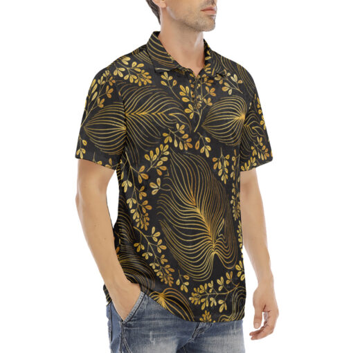 Floral Golden Garden Velvet Polo Shirt - Image 3