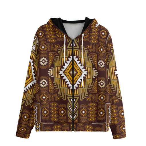 Traditional Ethnic Pattern Zip Up Hoodie