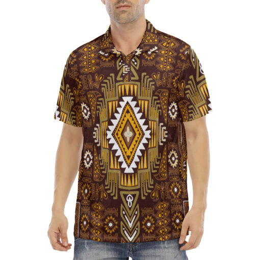 Traditional Ethnic Pattern Velvet Polo Shirt - Image 2