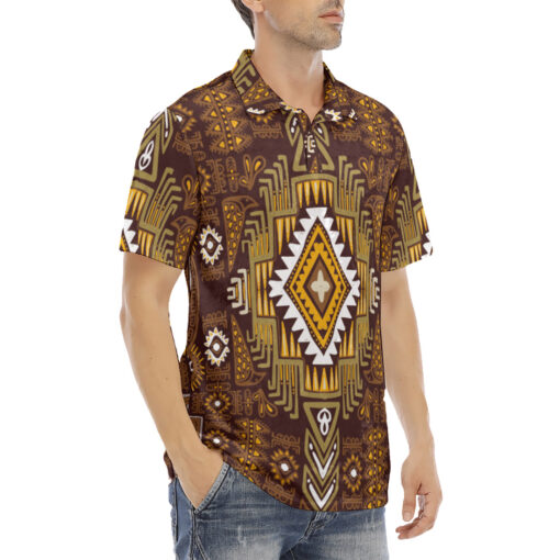 Traditional Ethnic Pattern Velvet Polo Shirt - Image 3