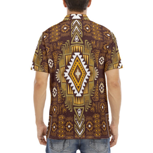 Traditional Ethnic Pattern Velvet Polo Shirt - Image 4