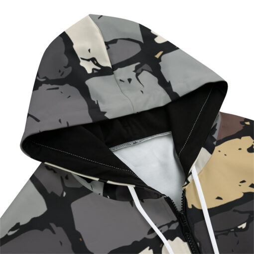 Hand Drawn Rough Bricks Zip Up Hoodie - Image 3