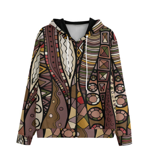 Fabric Abstract Doodles Zip Up Hoodie