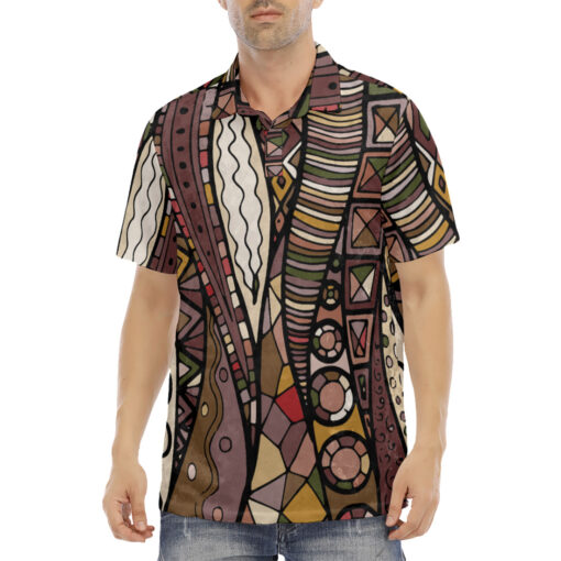 Fabric Abstract Doodles Velvet Polo Shirt - Image 2