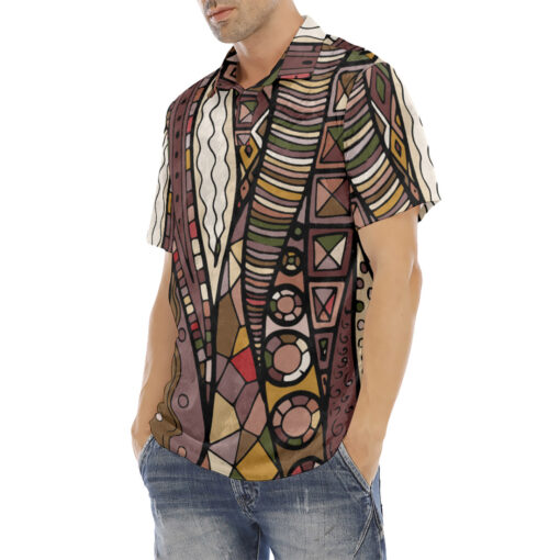 Fabric Abstract Doodles Velvet Polo Shirt