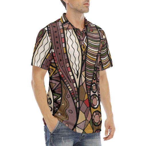 Fabric Abstract Doodles Velvet Polo Shirt - Image 3