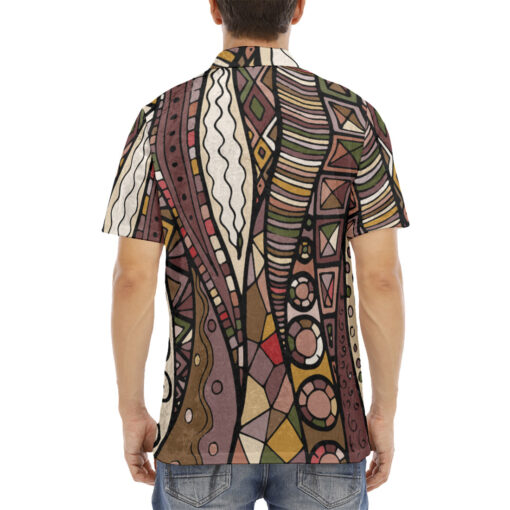 Fabric Abstract Doodles Velvet Polo Shirt - Image 4