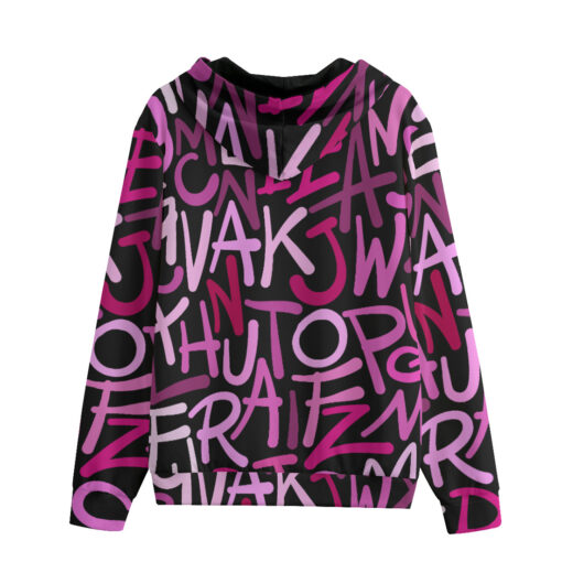 Hand Drawn Pink Letters Zip Up Hoodie - Image 2