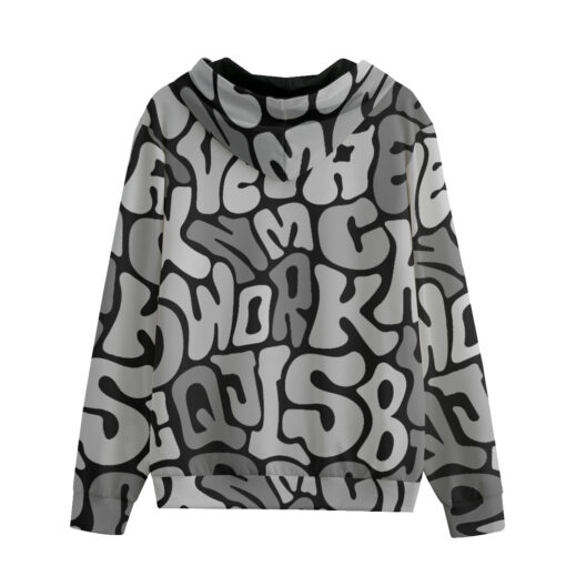 Gray Letters Zip Up Hoodie - Image 2