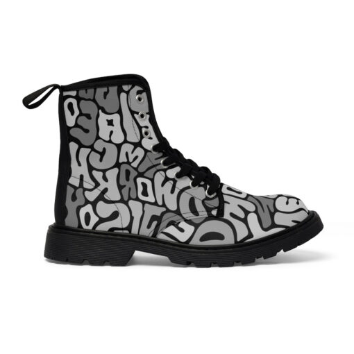 Gray Letters Canvas Boots - Image 3