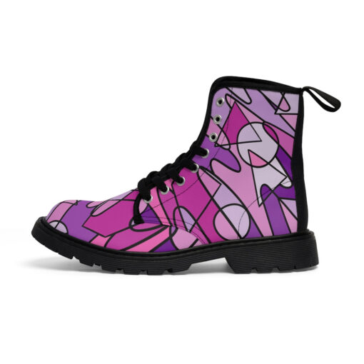 Retro Doodles Abstract Art Canvas Boots - Image 2