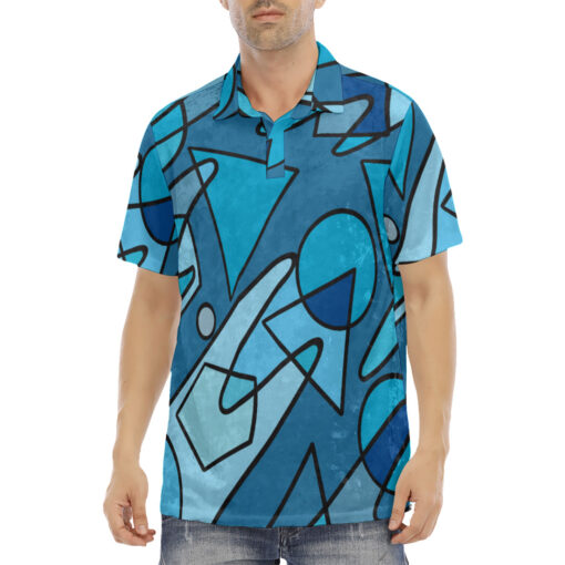 Retro Doodles Abstract Velvet Polo Shirt - Image 2