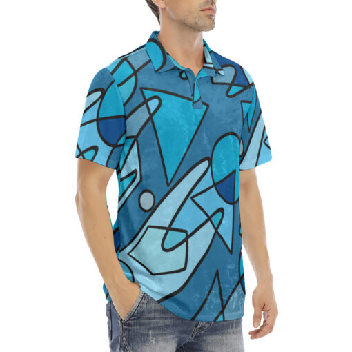 Retro Doodles Abstract Velvet Polo Shirt - Image 3