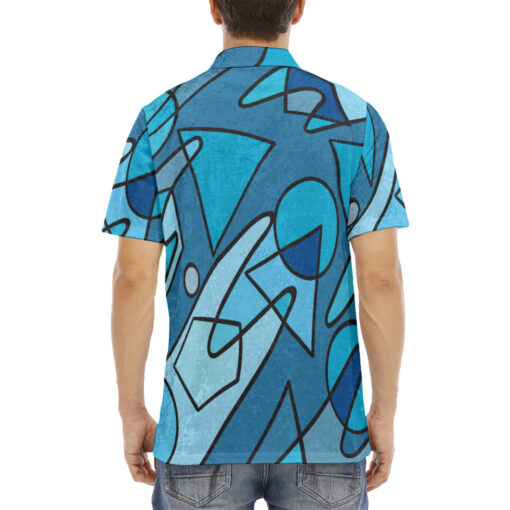 Retro Doodles Abstract Velvet Polo Shirt - Image 4