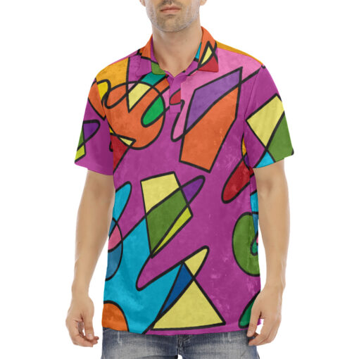 Retro Doodles Art Velvet Polo Shirt - Image 2