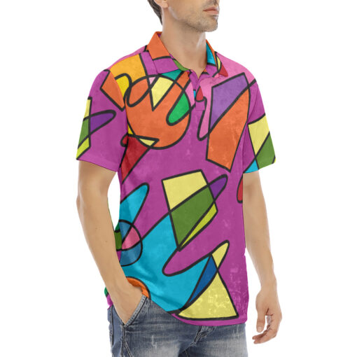 Retro Doodles Art Velvet Polo Shirt - Image 3