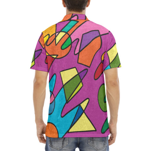 Retro Doodles Art Velvet Polo Shirt - Image 4