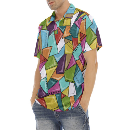 Colorful Mosaic Geometric Velvet Polo Shirt