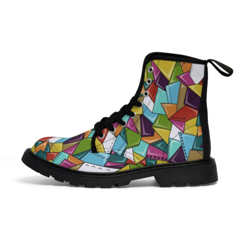 Colorful Mosaic Geometric Canvas Boots - Image 2