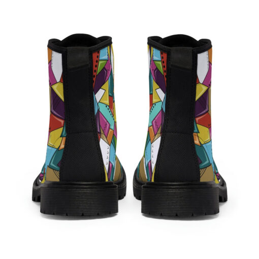 Colorful Mosaic Geometric Canvas Boots - Image 5