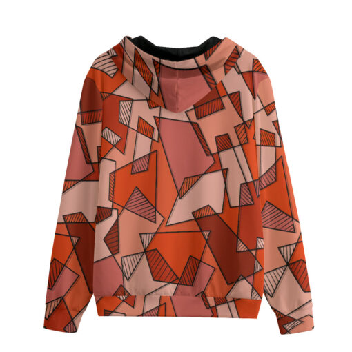 Mosaic Geometric Red Zip Up Hoodie - Image 2