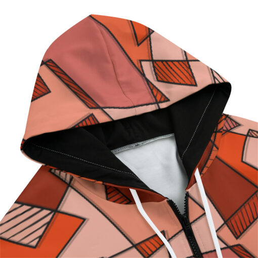 Mosaic Geometric Red Zip Up Hoodie - Image 3