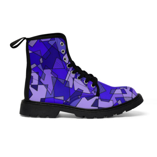 Mosaic Geometric Blue Canvas Boots - Image 2