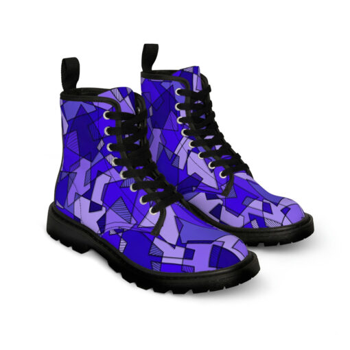 Mosaic Geometric Blue Canvas Boots