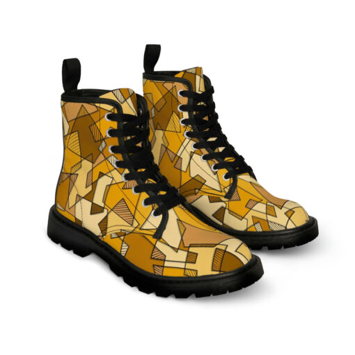 Mosaic Geometric Yellow Canvas Boots