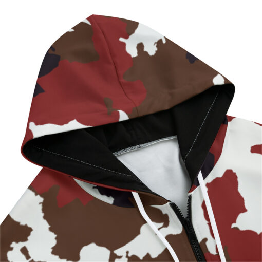 Red Brown Camouflage Zip Up Hoodie - Image 3