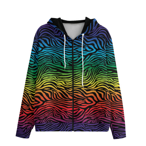 Colorful Zebra Zip Up Hoodie