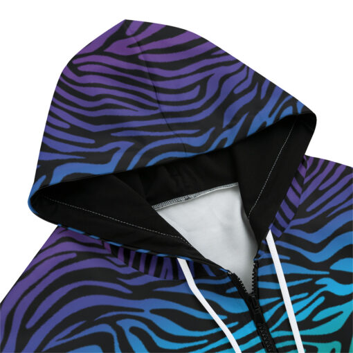 Colorful Zebra Zip Up Hoodie - Image 3