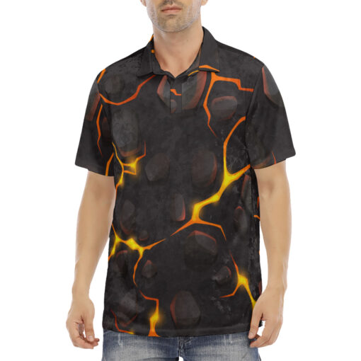 Liquid Hot Lava Cracks Velvet Polo Shirt - Image 2