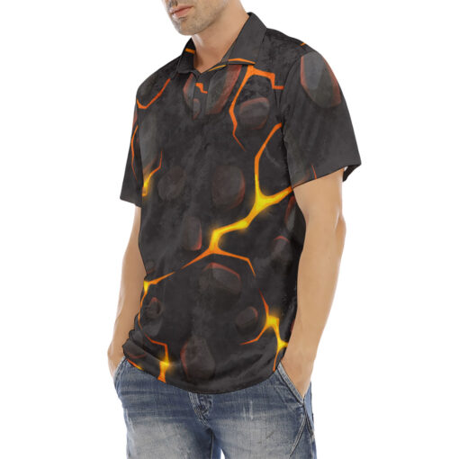 Liquid Hot Lava Cracks Velvet Polo Shirt