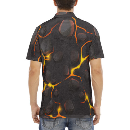 Liquid Hot Lava Cracks Velvet Polo Shirt - Image 4