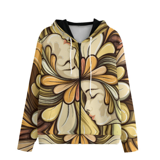 Multicolor Faces Art Zip Up Hoodie