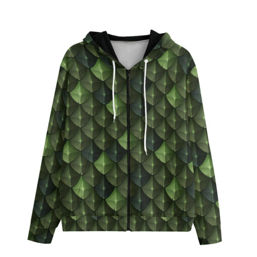 Green Dragon Reptile Scale Zip Up Hoodie