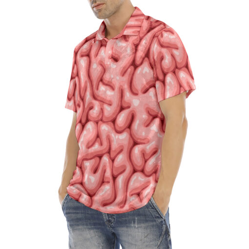 Brain Pattern Velvet Polo Shirt